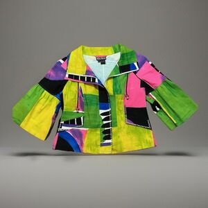Berek Multicolor Abstract Art to Wear Rhinestone Embellished Jacket Size M